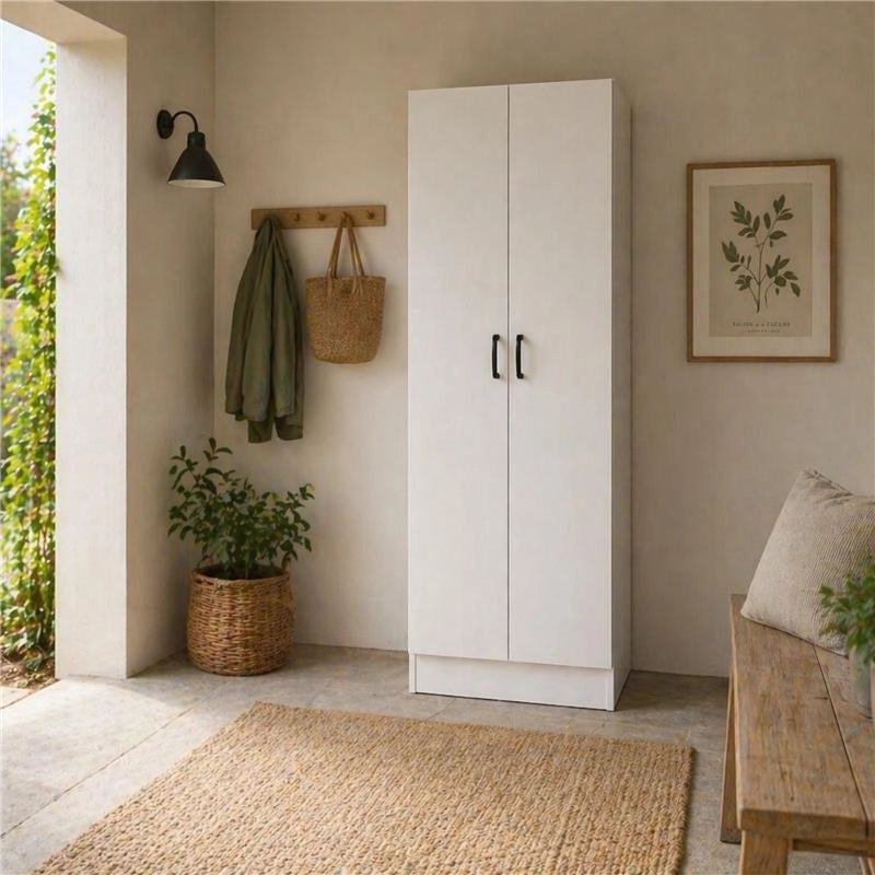 ARMADIO DA ARREDO IN LEGNO BIANCO CON DUE ANTE DIMENSIONI 60X42X180 CM