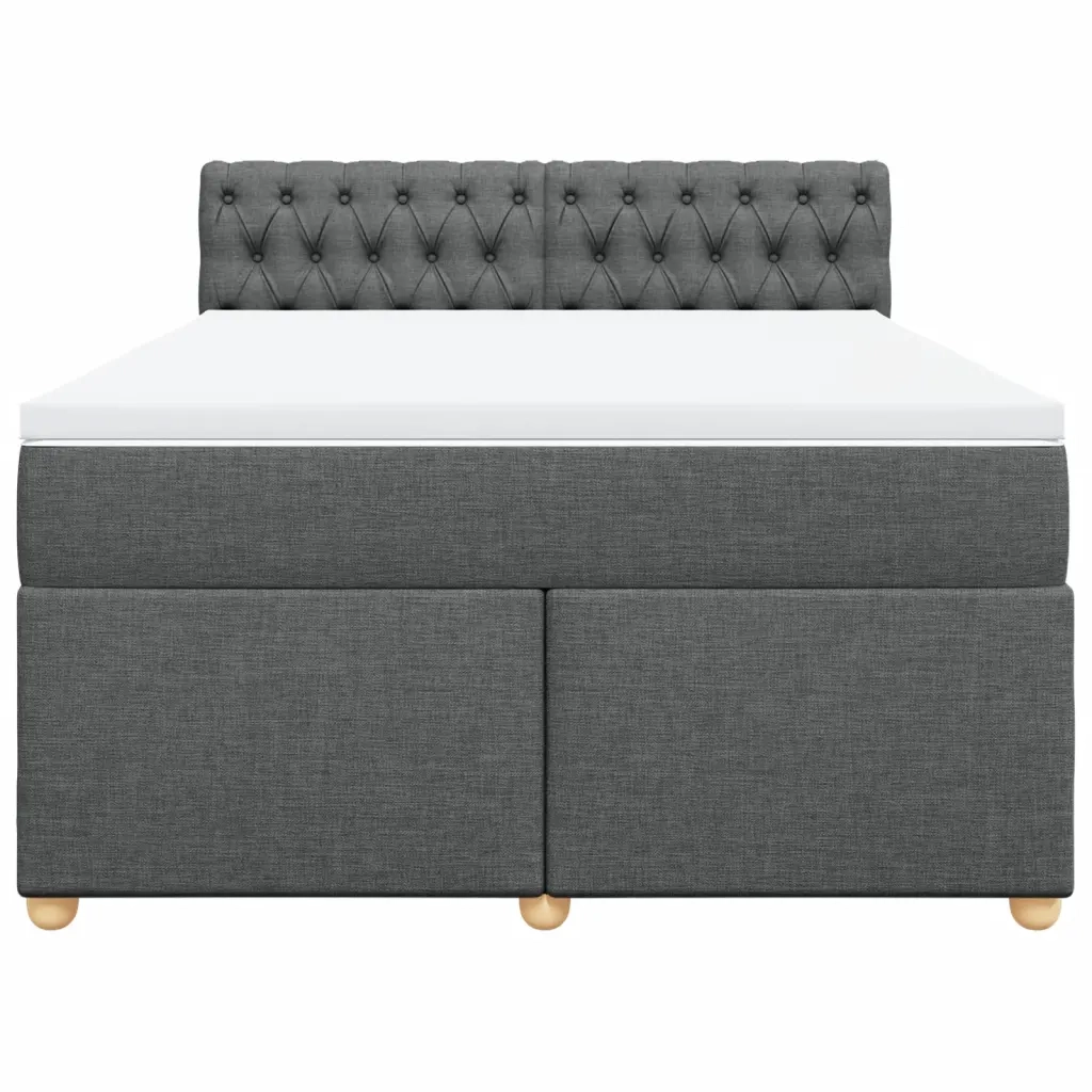 Giroletto a Molle con Materasso Grigio Scuro 160x200 cm Tessuto
