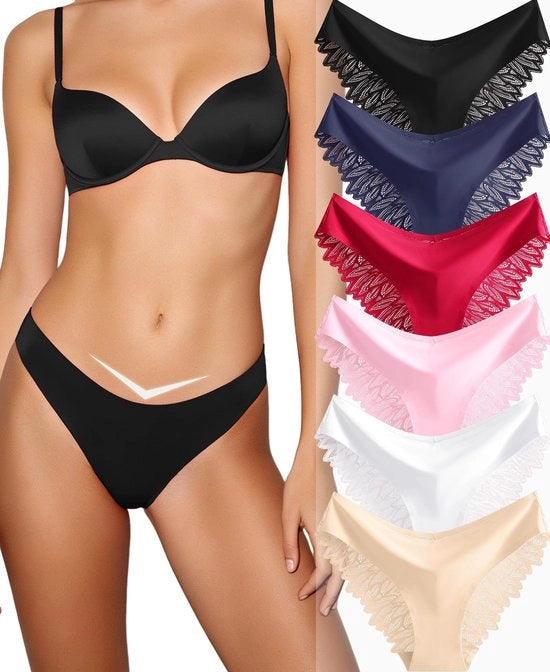 Set di slip per donna senza cuciture - Slip/Braziliano - Set da 6 - Materiali morbidi/traspiranti - Comfort di indossamento inosservabile - Taglio delicato - Sottoveste per donna