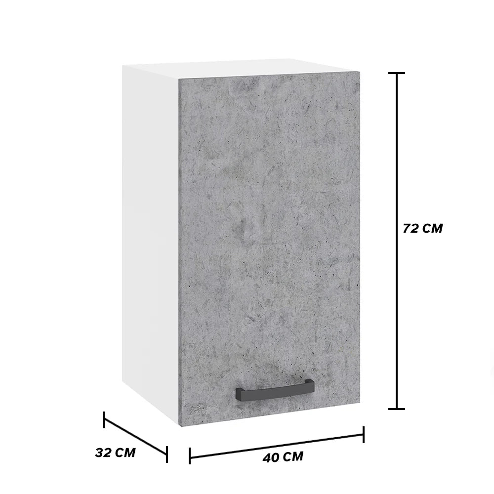 Pensile per cucina componibile da 40 cm con un’anta, realizzata in legno 100% MADE IN ITALY colore Cemento