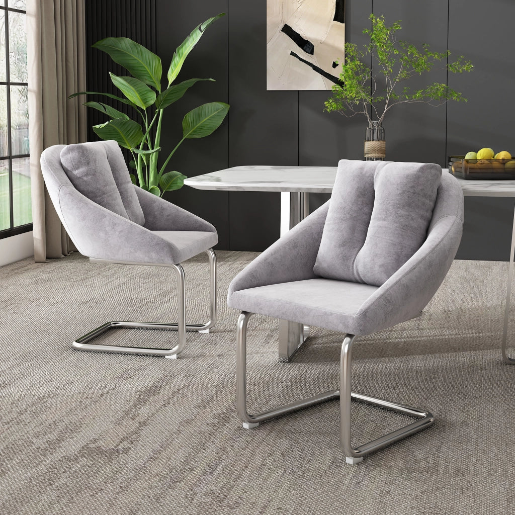 Set di 2 sedie girevoli in velluto grigio con struttura in metallo, design ergonomico per casa e ufficio