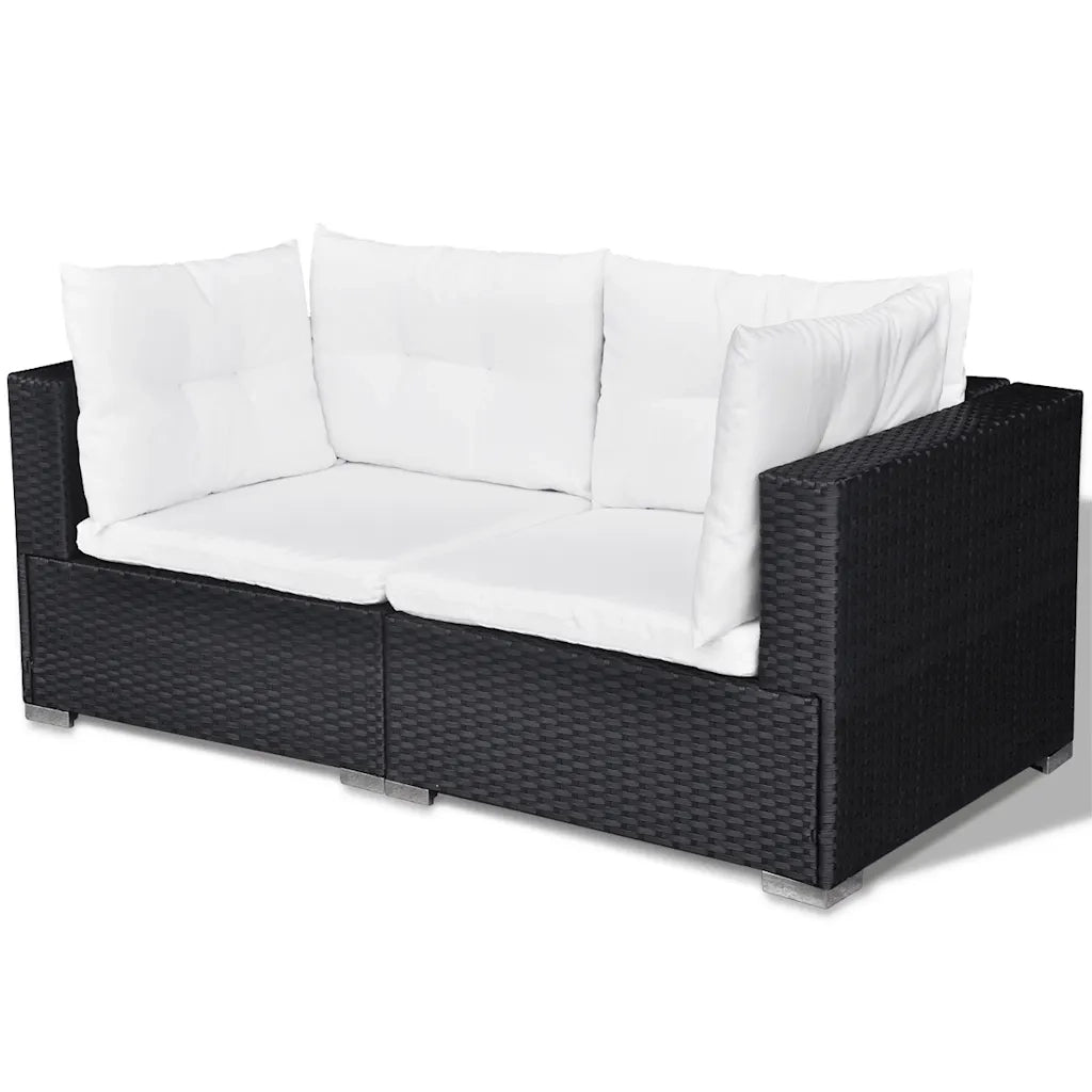 Set Divani da Giardino 6 pz con Cuscini in Polyrattan Nero 41874