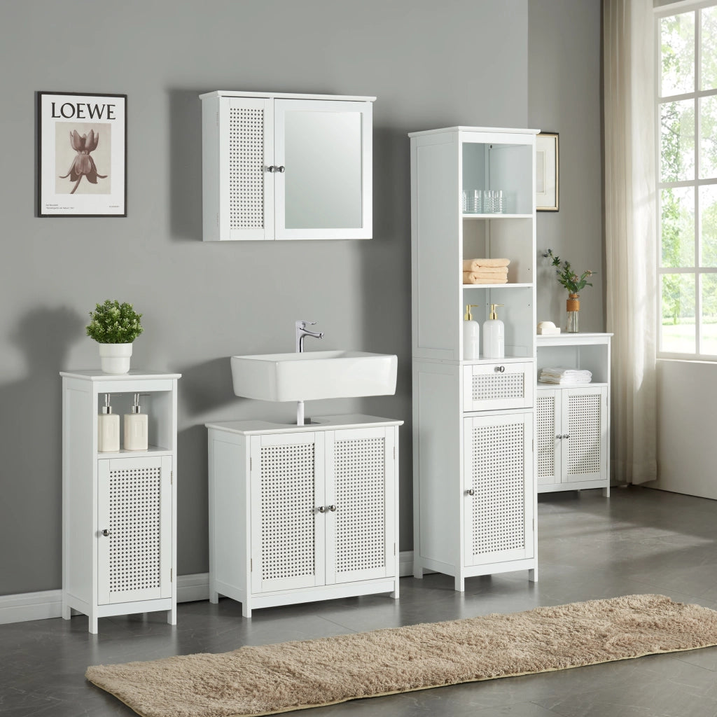 Mobile a Colonna Karlsøy per Bagno 161 x 35 x 32 cm Bianco [en.casa]