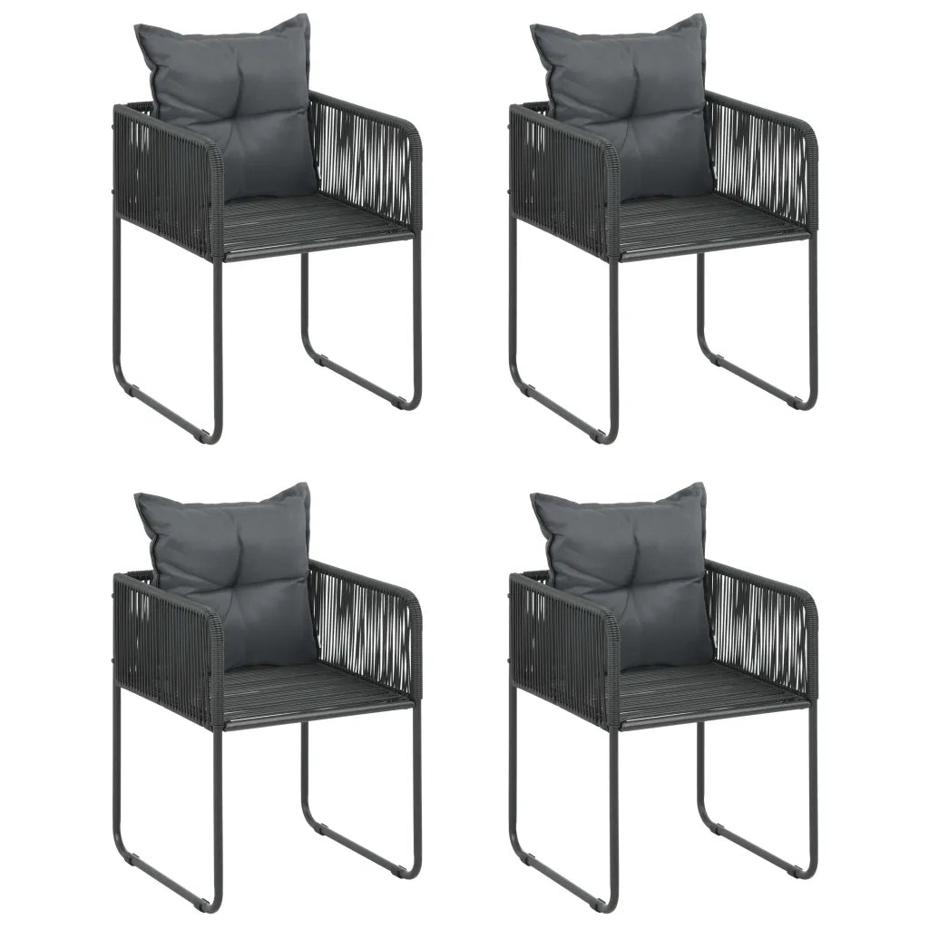 Set da Pranzo da Giardino 5 pz in Rattan PVC Nero cod mxl 39207