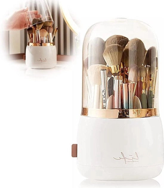 Organizzatore di cosmetici a 360 gradi rotativo con coperchio - contenitore di stoccaggio per prodotti da makeup - etui per matite da labbra - organizzatore per tavolo di makeup