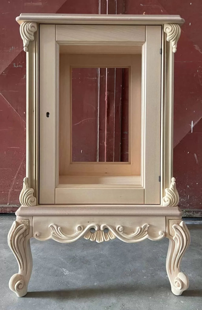 Vetrina 1 anta classica barocco legno grezzo 59x59x91 - Mobili 2G
