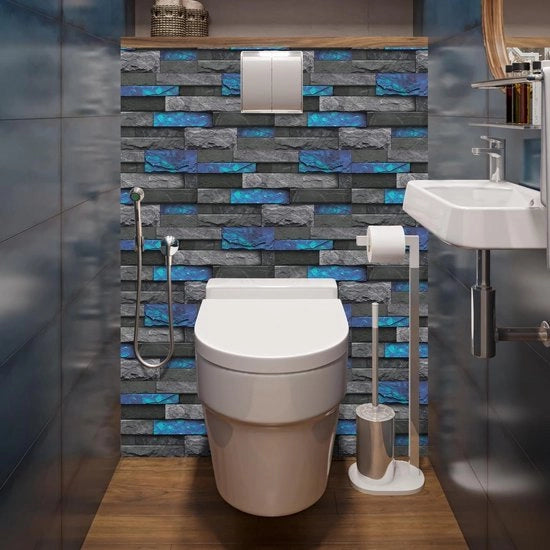 Stickere per parete autoadesivi premium - 12 pezzi - effetto pietra blu - acqua resistente