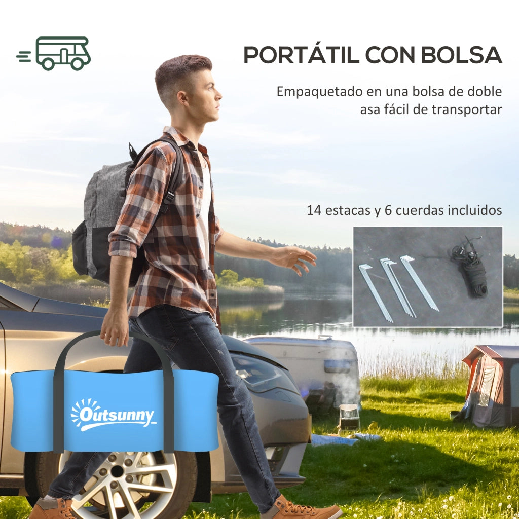 Tenda da campeggio 3 persone con finestre e borsa ¨C zephmum ¨C blu 470x220x150 cm