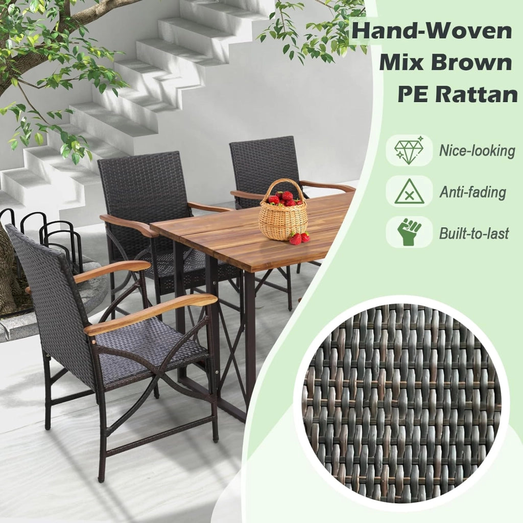 Set di 2 Sedie in Rattan, Sedia Giardino Poltrone da Esterno con Cuscini per Seduta con Cerniera, Set di 2 Comode Sedie per Giardino, Patio, Terrazza (Modello X, 56 x 62 x 89 cm)