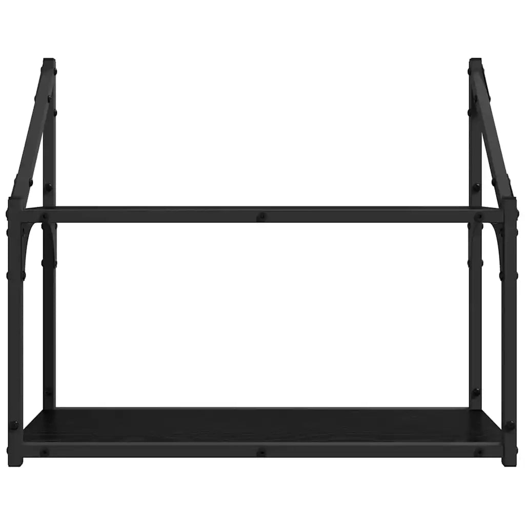 Scaffale da parete con lo scaffale Rovere nero 60 x 21 x 51 cm 883515