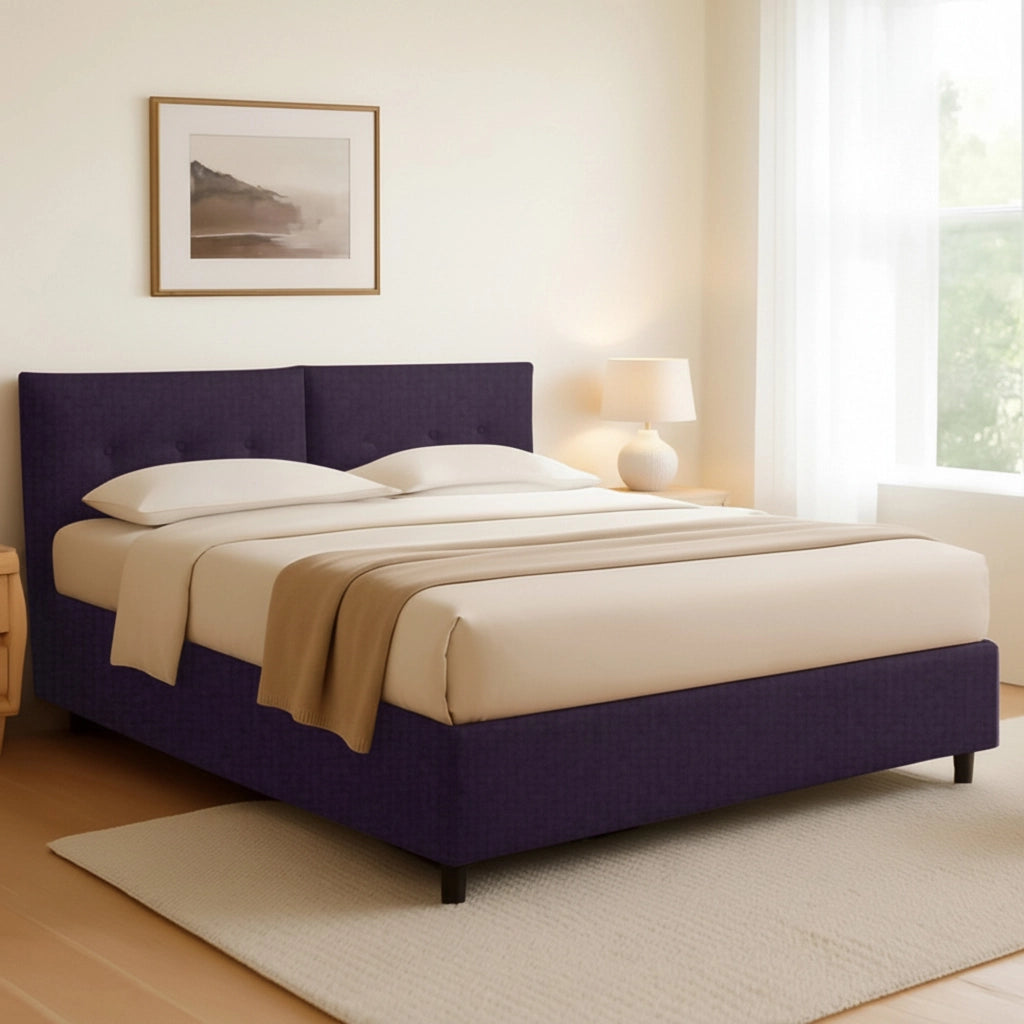 Bath, Letto Matrimoniale Sfoderabile Made in Italy, Viola