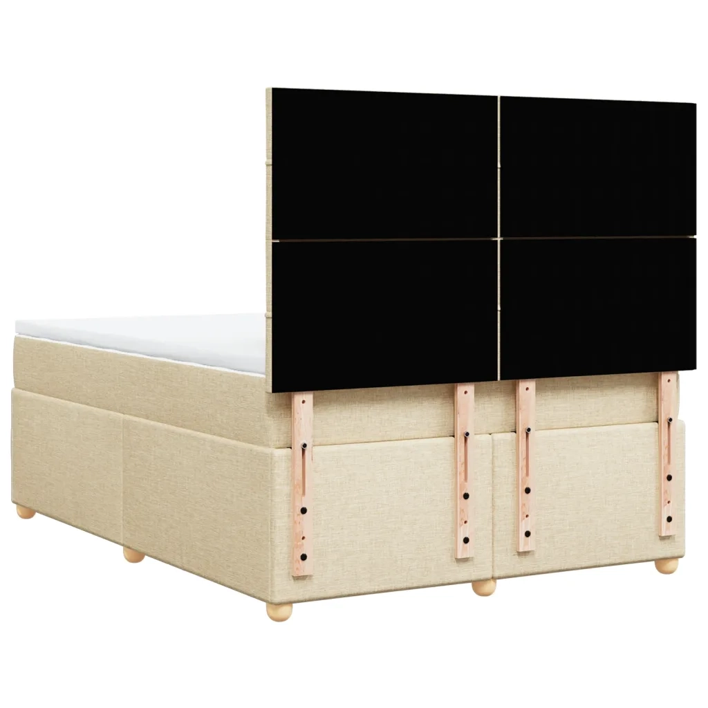 Giroletto a Molle con Materasso Crema 160x200 cm in Tessuto