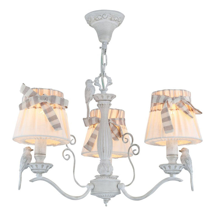 Lampadario Elegant in Metallo Bird Bianco Antique
