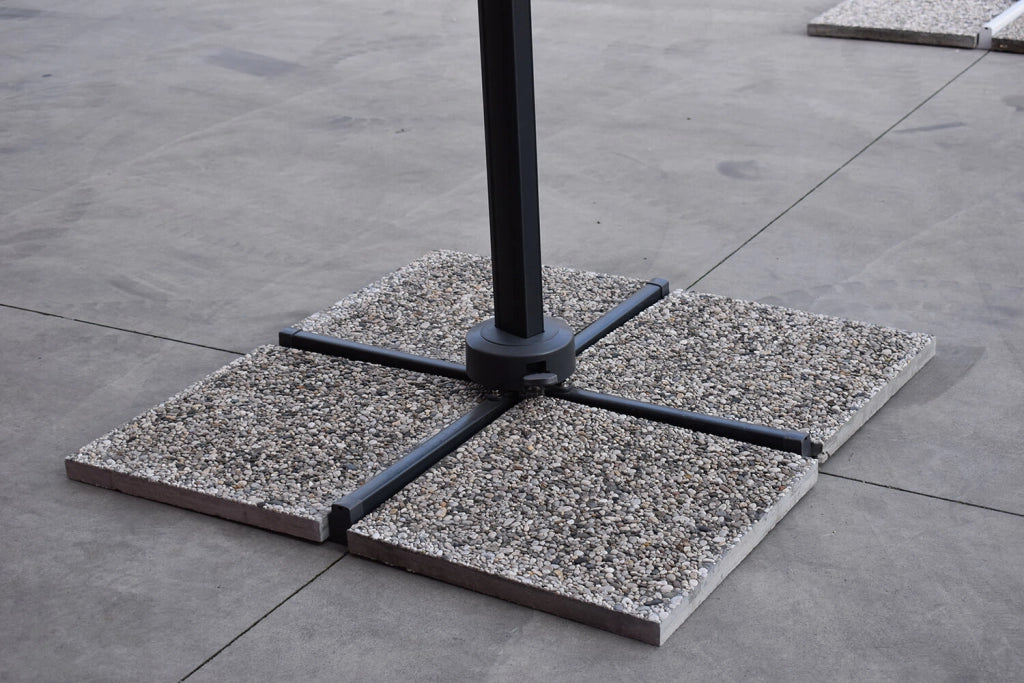 Ombrellone da Giardino Decentrato 3x3m in Alluminio Telo in Poliestere Mosini Blues Grigio e Bianco