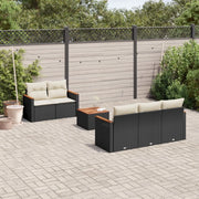 Set Divano da Giardino 6 pz con Cuscini-Sofa da Giardino-Divanetto da esterno Nero in Polyrattan 335165