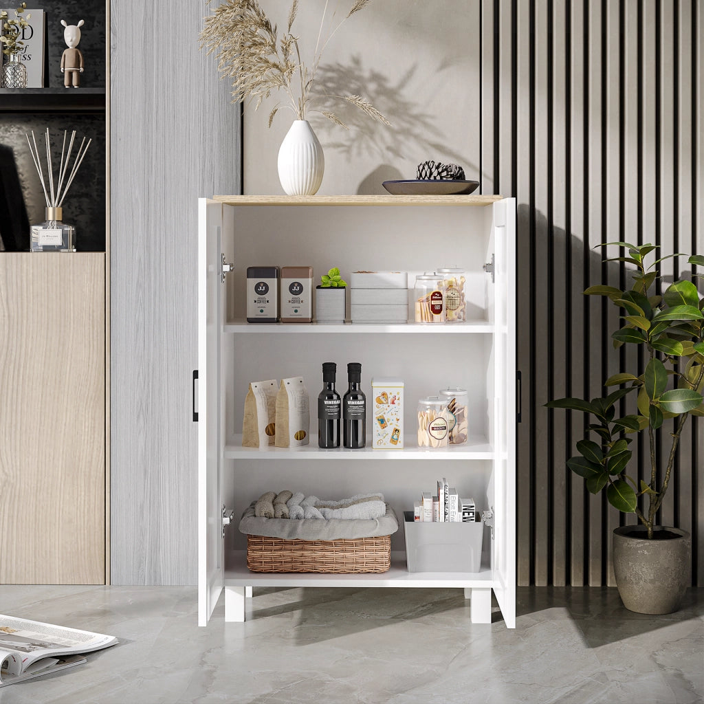Mobile con 2 Porte e Ripiano Aggiustabile ¨C zephmum ¨C Bianco 60x30x90 cm