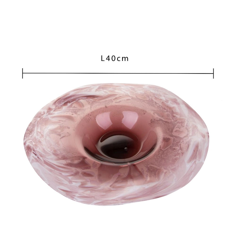 Ciotola Decorativa Ø 40 cm in Vetro Bianco Malva