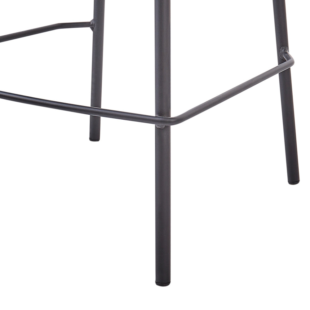 Set di 2 sedie da bar Arancione Rivestimento in poliestere nero Schienale in rattan naturale a treccia viennese Gambe in metallo nero Sgabelli senza braccioli