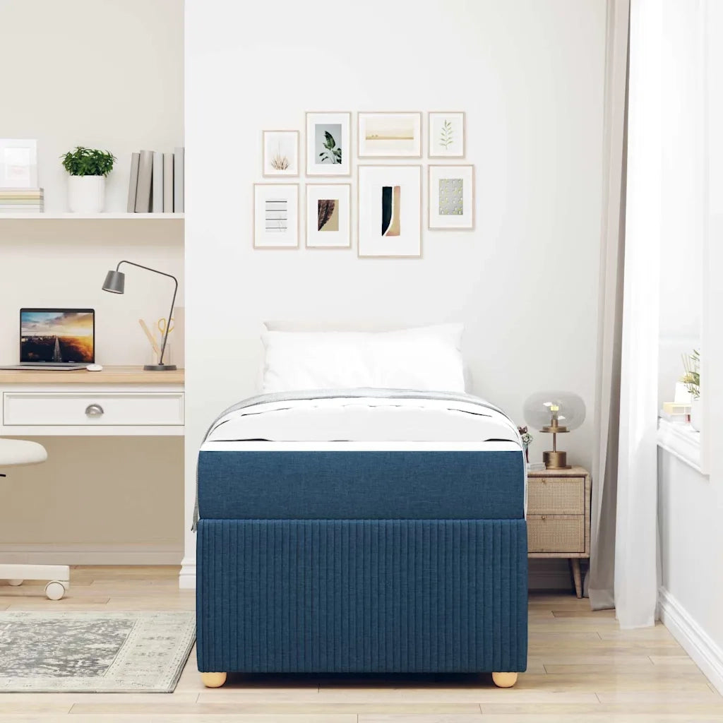 Struttura del letto con materasso Blu 90 x 200 cm Tessuto