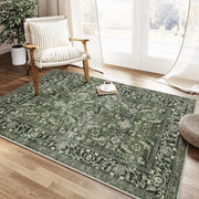 Tappeto retrò per soggiorno in tessuto verde lavabile 150x80cm Tappeti retrò per soggiorno morbidi e antiscivolo grandi tappeti con pelo corto per soggiorno e camera da letto tappeti per soggiorno e camera da letto e sala da pranzo tappeti per ufficio