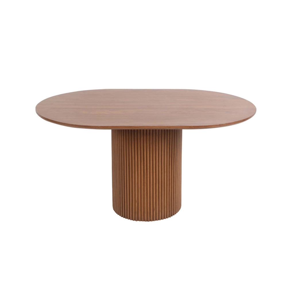 Tavolino oblungo con effetto legno intagliato, noce