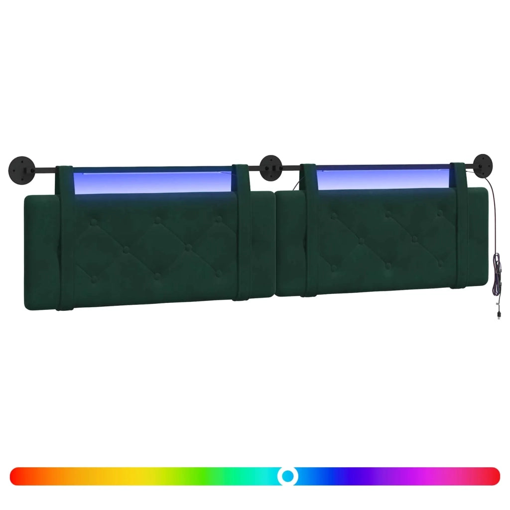 Testiera sospesa Con luce LED Verde Scuro Velluto