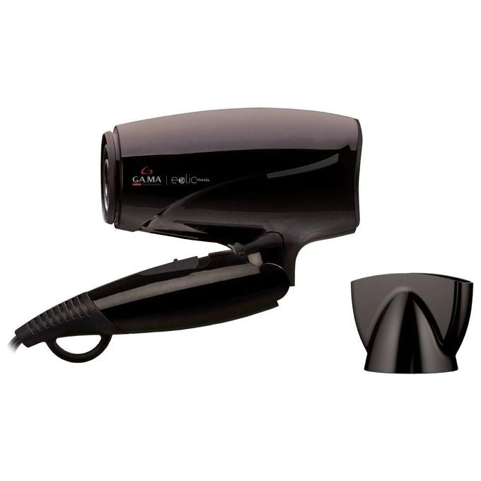 GA.MA Phon Eolic Travel, ideale per i viaggi, Ultra Leggero, Manico Pieghevole, Componenti Interni in Tormalina Per Massima Protezione, 1600 W, Sistema Bi-Volt, 4 Combinazioni di Velocità e Temperatura