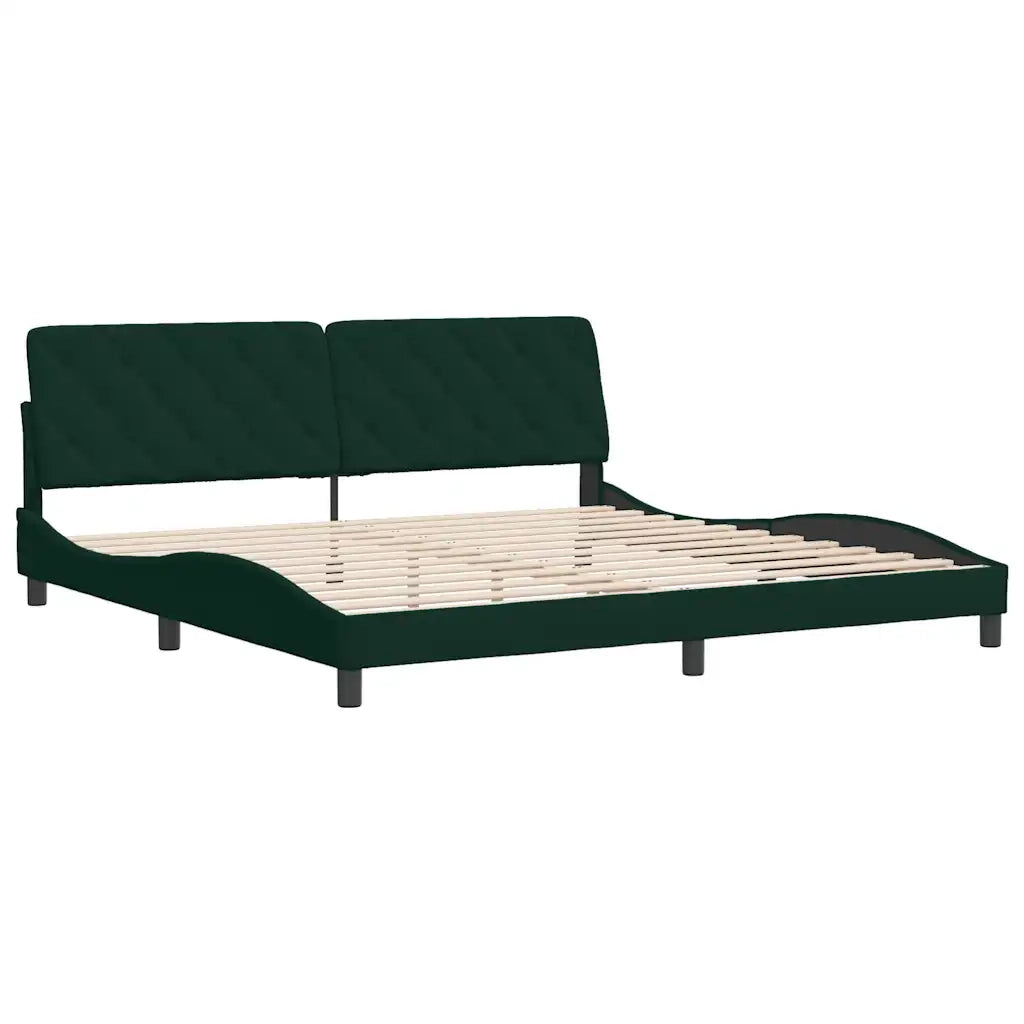 Giroletto senza Materasso Verde Scuro 200x200 cm in Velluto