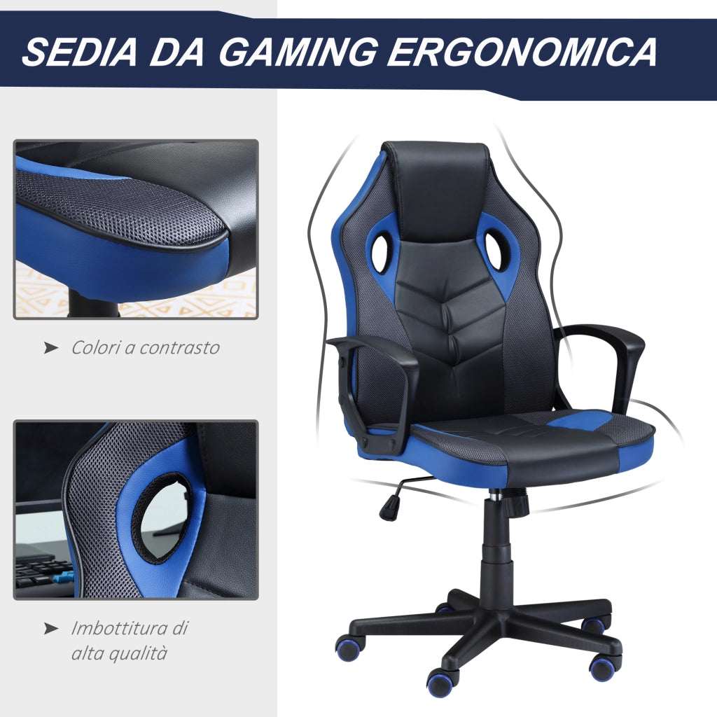 EasyComfort Sedia da Gaming Poltrona da Ufficio Girevole con Rotelle in Similpelle