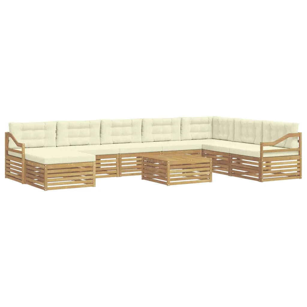 Set di divani da esterno 9 pz Bianco e Crema Poliestere 3391020