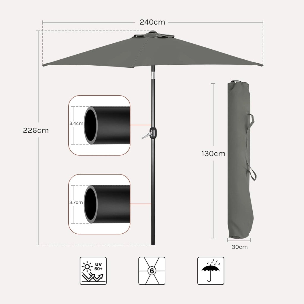 WOLTU Ombrellone da Giardino, Ombrellone da Spiaggia Grande con Manovella, Ombrellone da Esterno, Protezione UV per Terrazza, Mare, Piscina