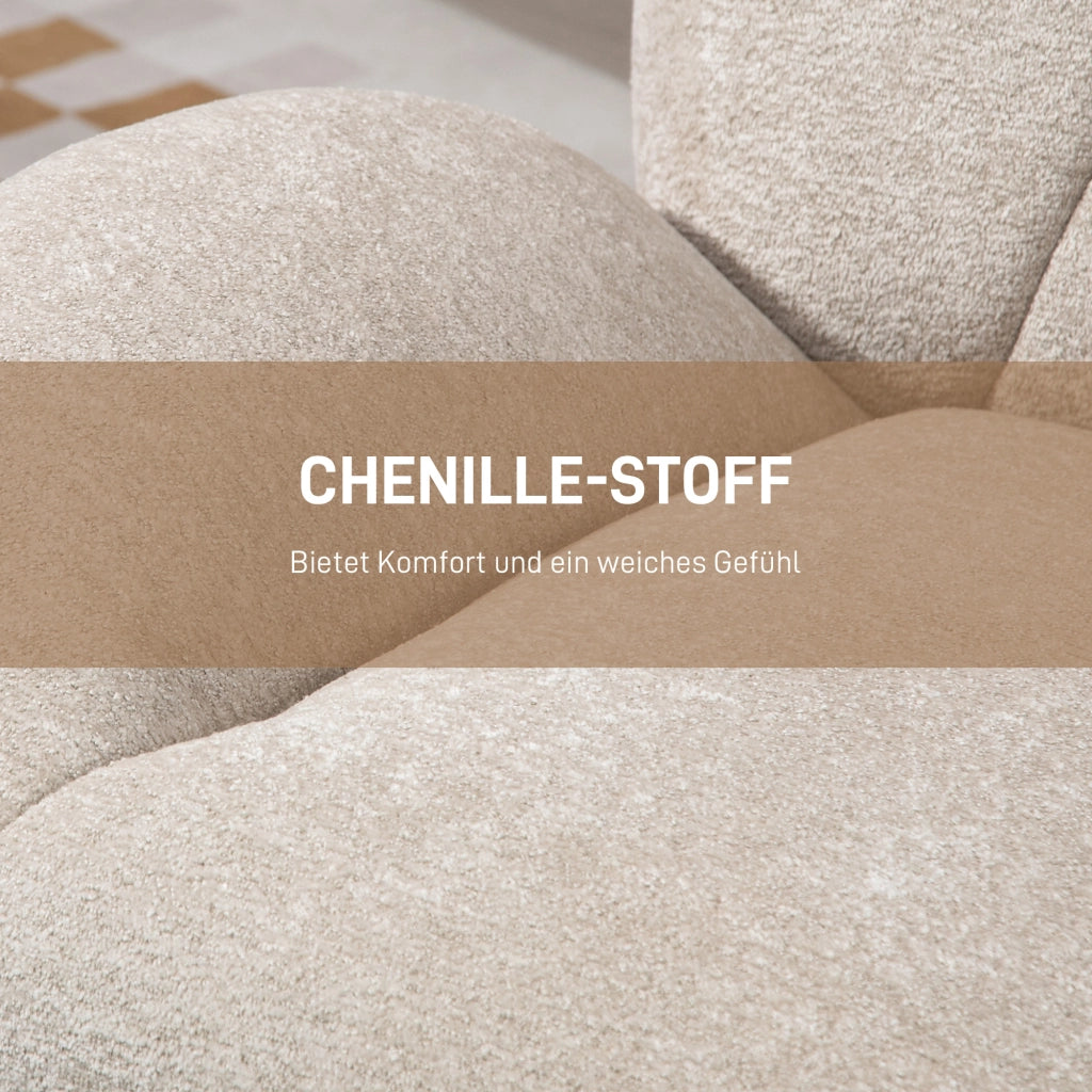 Poltrona girevole imbottita ¨C Xylo ¨C tessuto crema con base in metallo