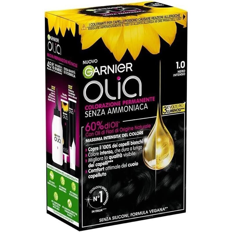 SET 2 GARNIER OLIA TINTA PERMANENTE SENZA AMMONIACA 1.0 NERO INTENSO