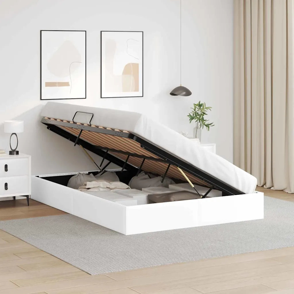 Letto con Contenitore Bianco Puro 137 x 190 cm Similpelle 3369973
