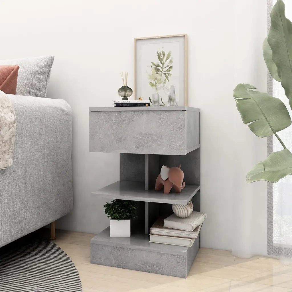 Comodini 2 pz Grigio Cemento 40x35x65 cm cod mxl 30585