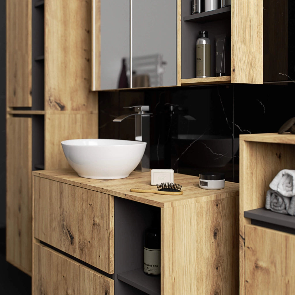 Colonna bagno sospesa VAMI Rovere Artisan, Grigio Grafite 50 cm 2 ante 50x30x170 cm