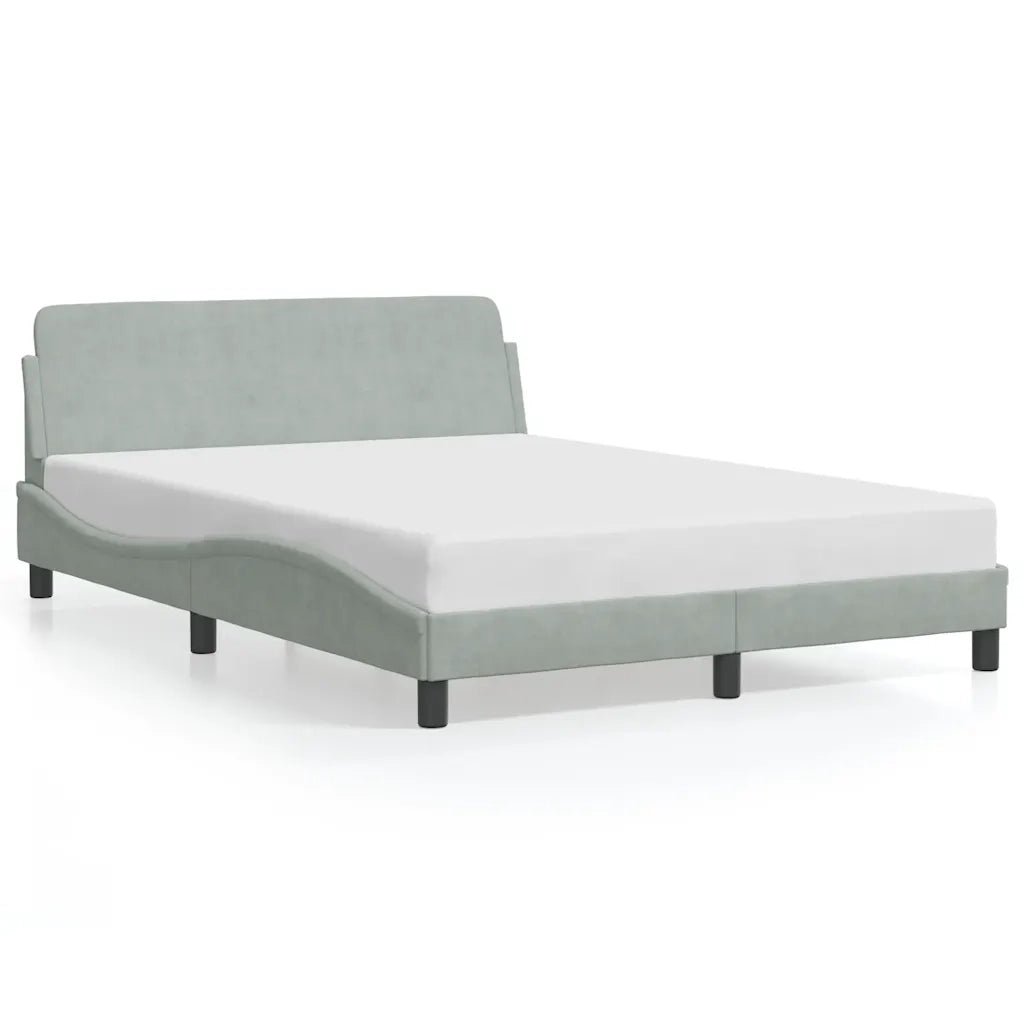 Struttura letto Dover Grigio Chiaro 135x190 cm in Velluto 373328