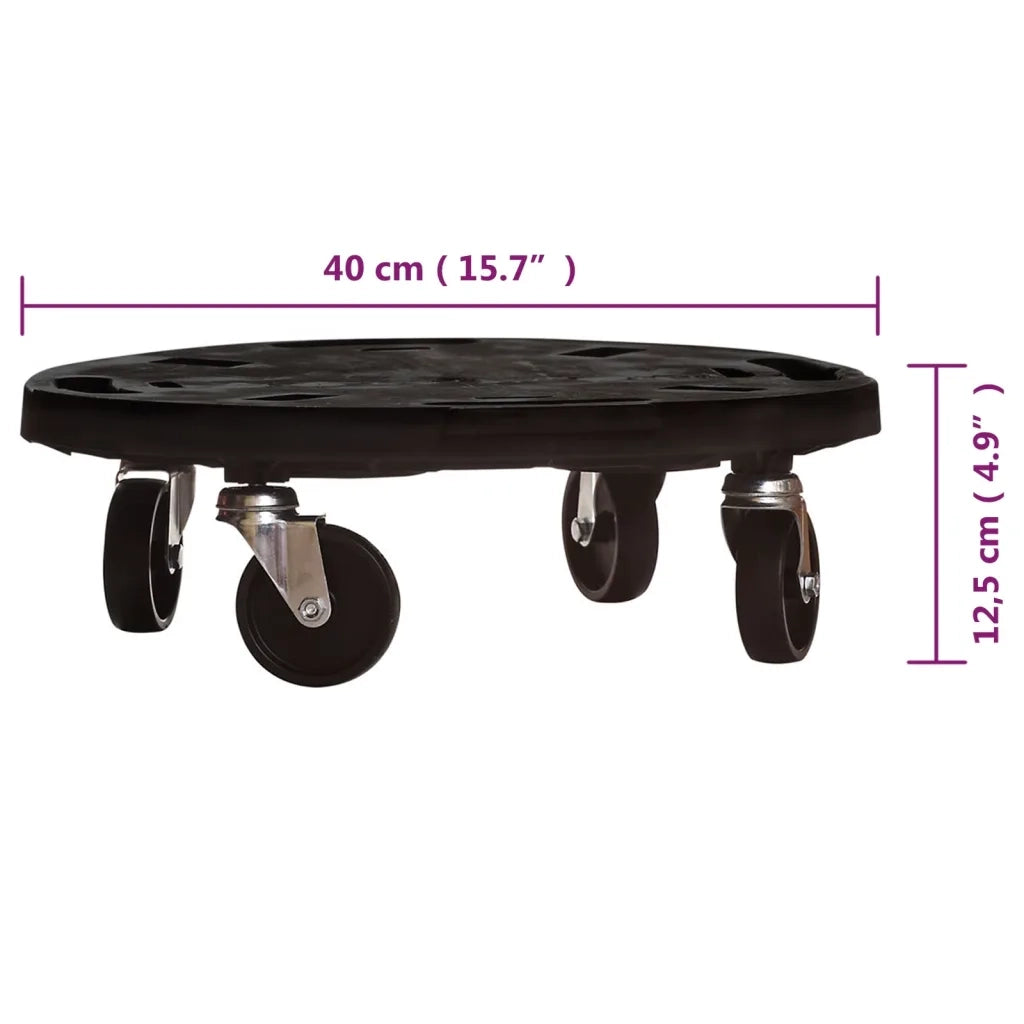 Carrelli per Piante con Ruote 2 pz Diametro 40 cm Neri 275 kg 3143918