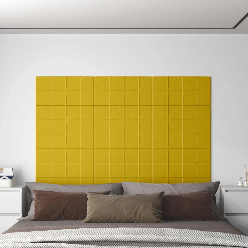 Testiera da Parete 12 pcs Giallo 60 x 30 cm Velluto 42046525