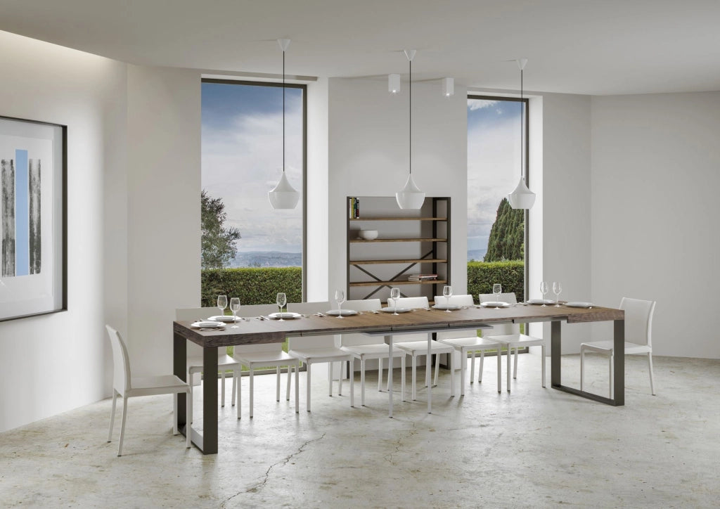 Tavolo Allungabile 140-400x90x77 cm Tecno Noce Telaio Antracite