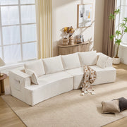 Divano modulare curvo con seduta profonda e comfort elevato in velluto bianco per soggiorno e camera da letto