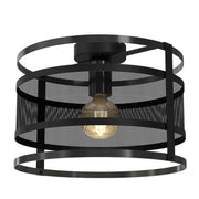 Plafoniera metallo rete nera Ø30cm 1xE27 Rim Luminex