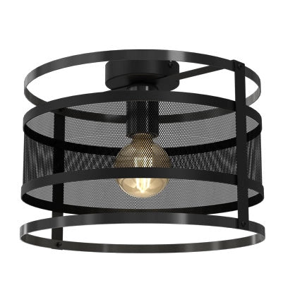 Plafoniera metallo rete nera Ø30cm 1xE27 Rim Luminex