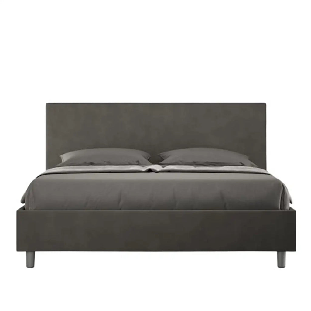 Letto matrimoniale con rete imbottito 160x190 microfibra grigio Adele
