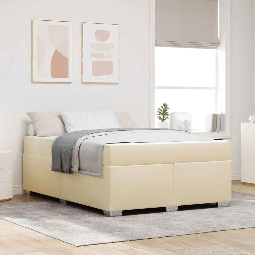 Struttura del letto con materasso Crema 160 x 200 cm Tessuto 3399199