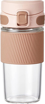 Tazza da caffè in vetro sicura all'uscita 450ml tazza da viaggio tazza da tè in vetro con manico tazza da tè in vetro rosa