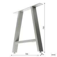 Set 2 gambe per tavolo a forma di A 70x72 cm stile industriale grigio