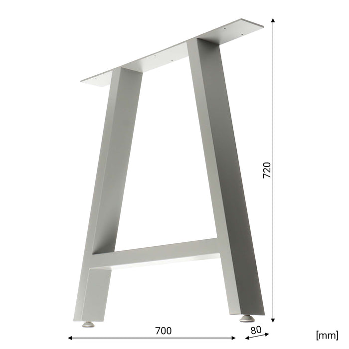 Set 2 gambe per tavolo a forma di A 70x72 cm stile industriale grigio