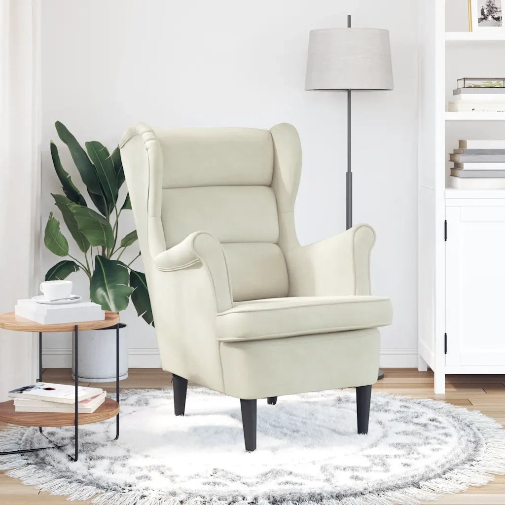 Poltrona | Sedia Relax Bianco Crema in Velluto