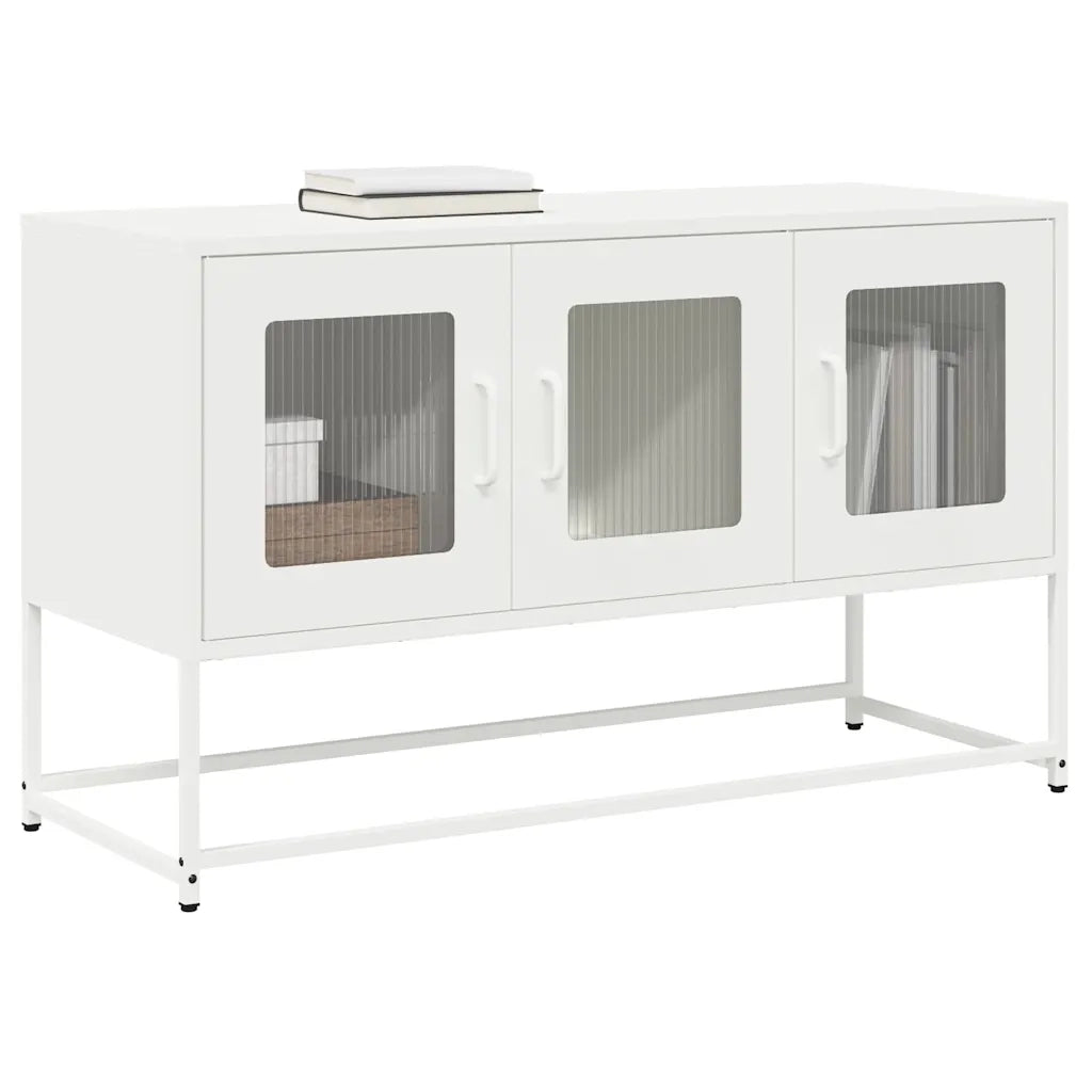 Mobile TV-Credenza TV-Console TV Bianco 100,5x39x60,5 cm in Acciaio Laminato a Freddo
